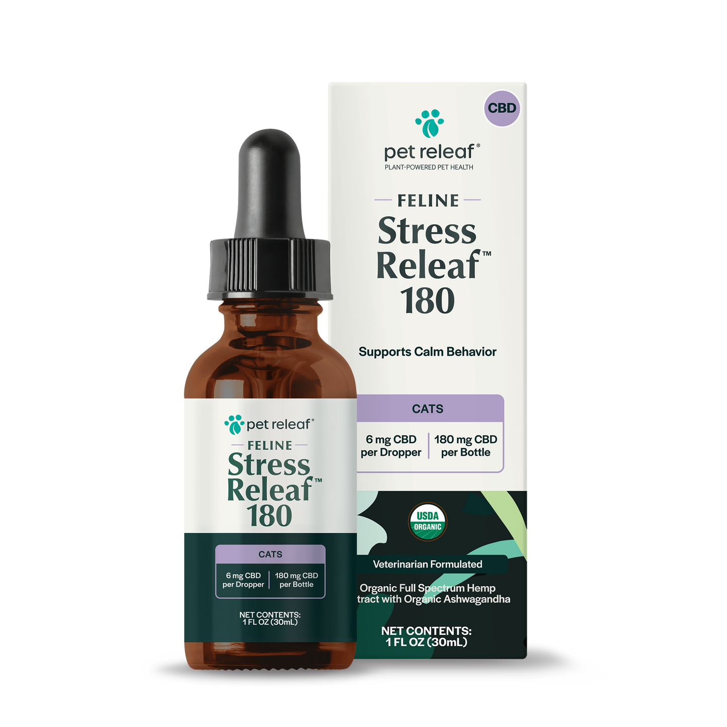 Feline Stress Releaf 180 mg Calming CBD Oil For Cats (Gatos)