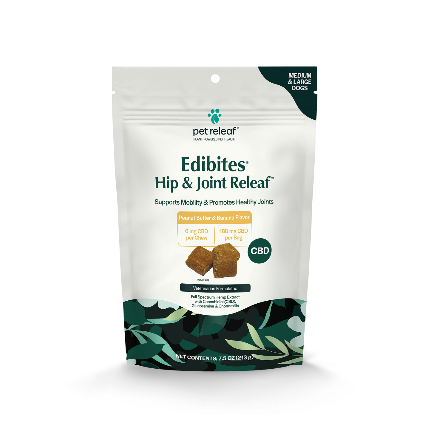 Hip & Joint Releaf CBD Edibites For M/L Dogs – Peanut Butter Banana (Perros medianos/grandes)