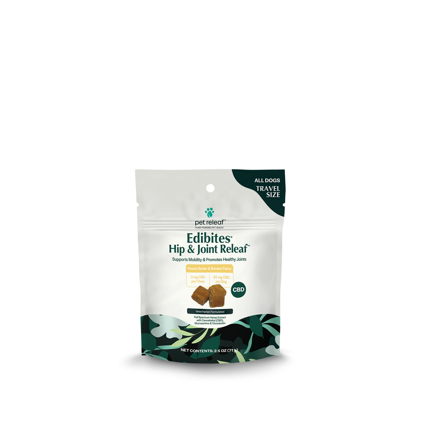 Hip & Joint Releaf CBD Edibites For Dogs – Travel Size, Peanut Butter Banana